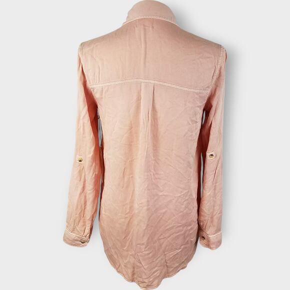 Harper Francesca's Blush Button Down Long Sleeve Viscose Roll Tab Sleeve Small - Picture 3 of 9